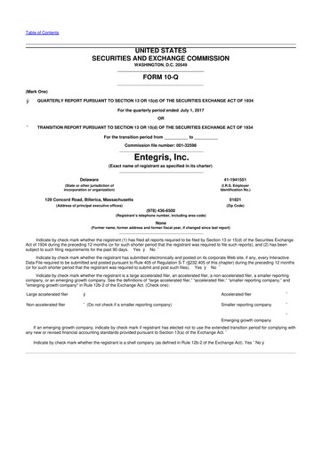 Vorschaubild Entegris 10-Q Quartalsbericht 2017 