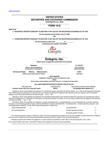 Vorschaubild Entegris 10-Q Quartalsbericht 2020 