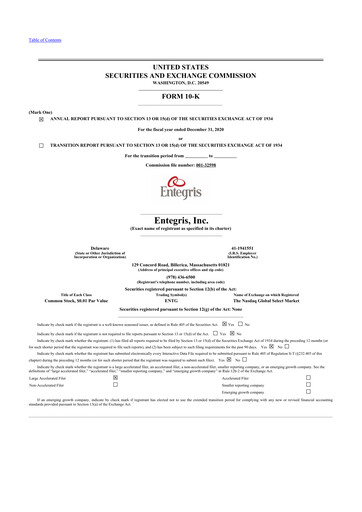 Thumbnail Entegris 10-K Annual Report 2020