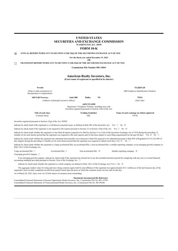 Vorschaubild American Realty Investors 10-K Jahresbericht 2021