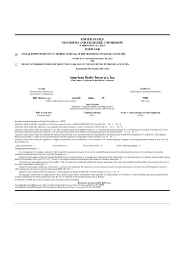 Vorschaubild American Realty Investors 10-K Jahresbericht 2023