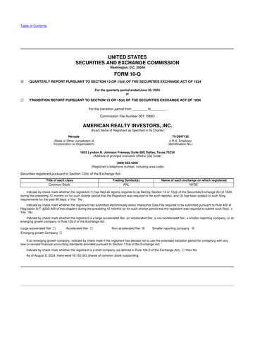 Thumbnail American Realty Investors 10-Q Quarterly Report FY 