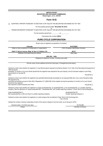 Thumbnail Pure Cycle (water) 10-Q Quarterly Report FY2016 