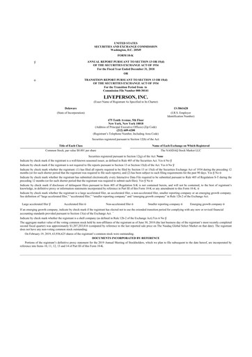 Thumbnail LivePerson 10-K Annual Report 2018