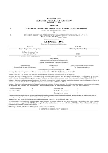 Thumbnail LivePerson 10-K Annual Report 2019