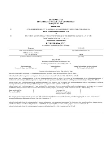 Thumbnail LivePerson 10-K Annual Report 2020