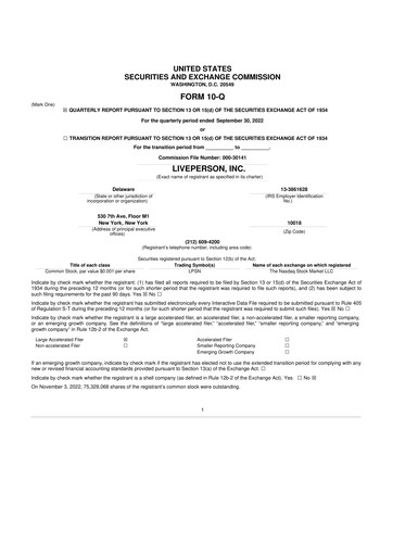 Thumbnail LivePerson 10-Q Quarterly Report FY2022 