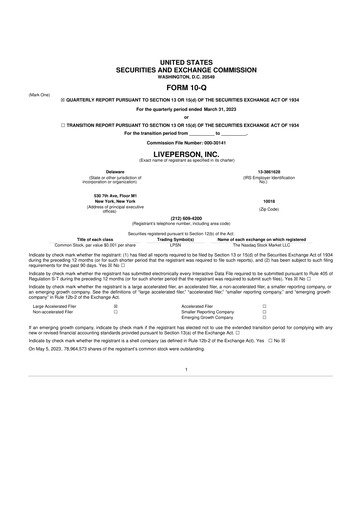 Thumbnail LivePerson 10-Q Quarterly Report FY2023 