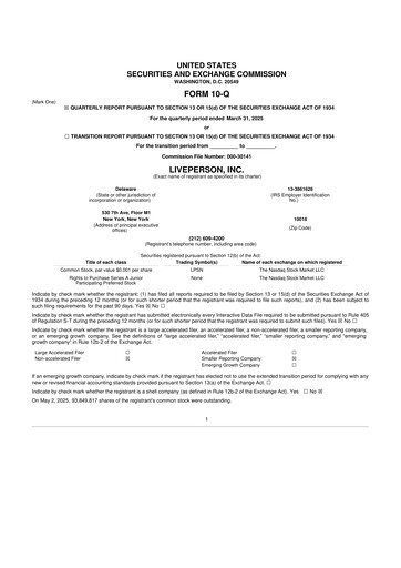 Thumbnail LivePerson 10-Q Quarterly Report FY2025 