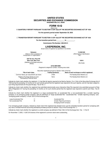 Thumbnail LivePerson 10-Q Quarterly Report FY2025 