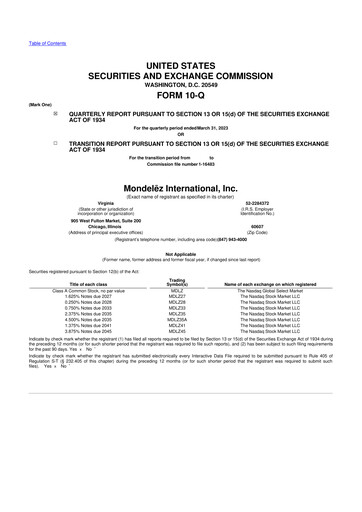 Thumbnail Mondelez International 10-Q Quarterly Report FY2023 