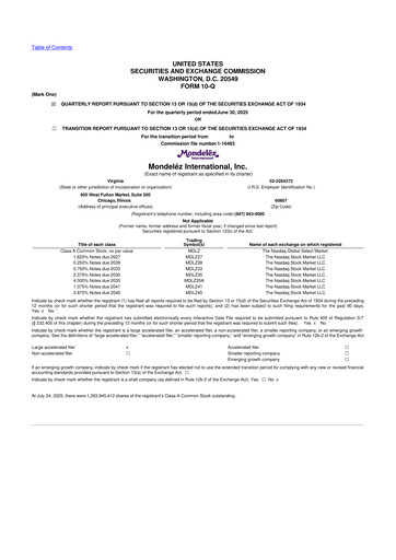 Thumbnail Mondelez International 10-Q Quarterly Report FY2025 
