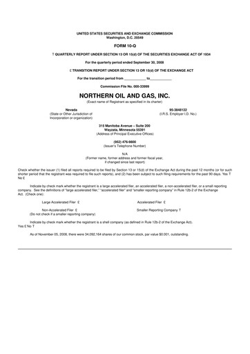 Thumbnail Northern Oil and Gas 10-Q Quarterly Report FY 