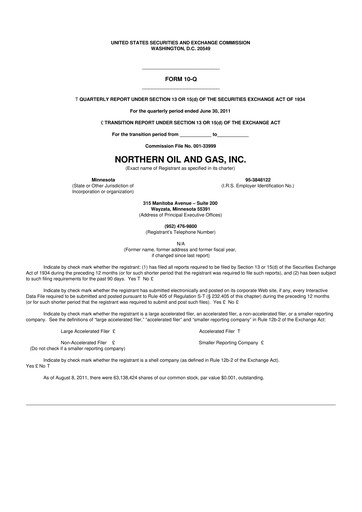 Thumbnail Northern Oil and Gas 10-Q Quarterly Report FY2011 