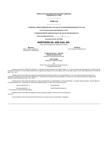 Thumbnail Northern Oil and Gas 10-Q Quarterly Report FY2012 