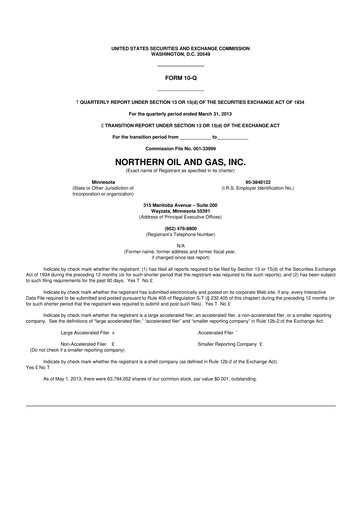 Thumbnail Northern Oil and Gas 10-Q Quarterly Report FY2013 