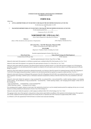 Thumbnail Northern Oil and Gas 10-K Annual Report 2018