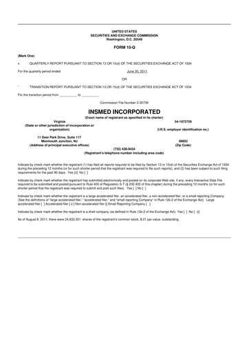 Thumbnail Insmed 10-Q Quarterly Report FY 