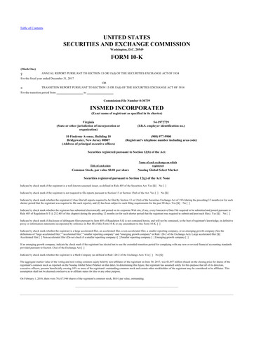 Thumbnail Insmed 10-K Annual Report 2017