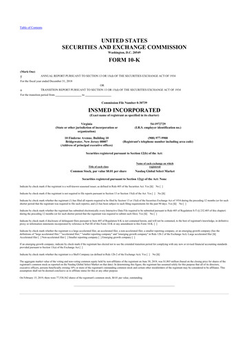 Thumbnail Insmed 10-K Annual Report 2018