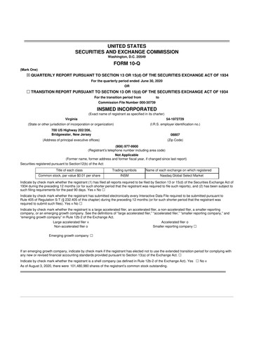 Thumbnail Insmed 10-Q Quarterly Report FY2020 