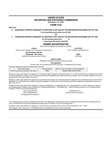 Thumbnail Insmed 10-Q Quarterly Report FY2021 