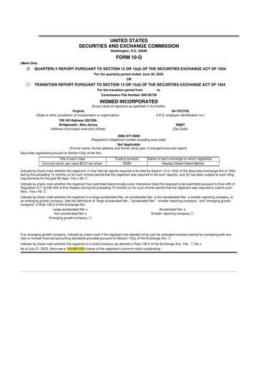 Thumbnail Insmed 10-Q Quarterly Report FY2023 