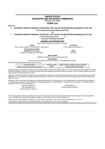 Thumbnail Insmed 10-Q Quarterly Report FY2023 