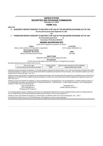 Thumbnail Insmed 10-Q Quarterly Report FY2025 