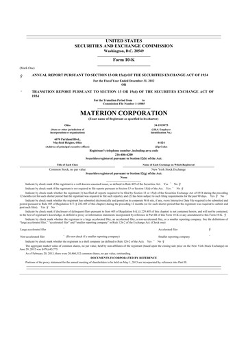 Thumbnail Materion
 10-K Annual Report 2012