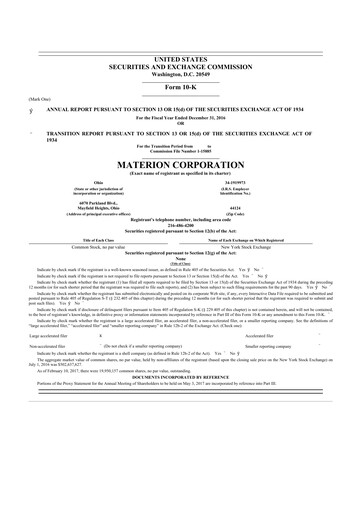 Thumbnail Materion
 10-K Annual Report 2016