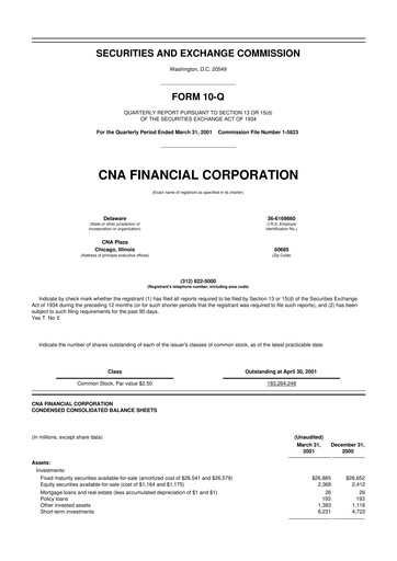 Thumbnail CNA Financial 10-Q Quarterly Report FY 