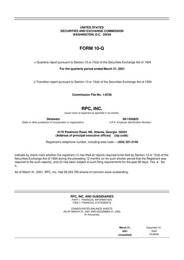 Miniature RPC, Inc. 10-Q Rapport trimestriel  