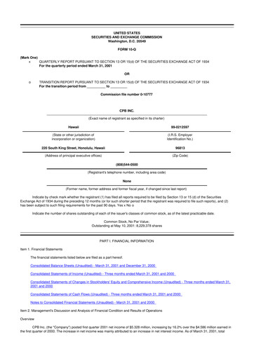 Miniature Central Pacific Financial 10-Q Rapport trimestriel  
