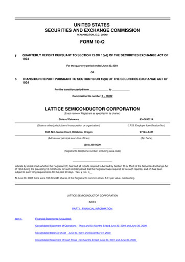 Vorschaubild Lattice Semiconductor 10-Q Quartalsbericht  
