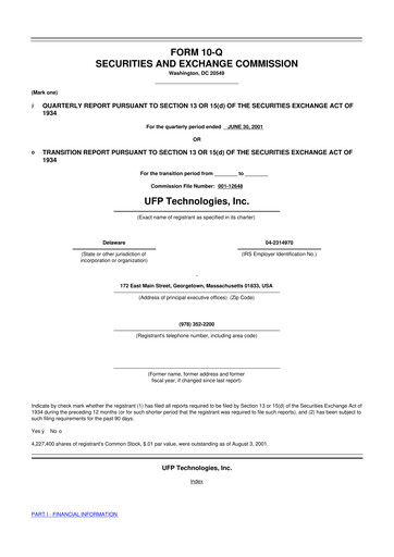 Vorschaubild UFP Technologies
 10-Q Quartalsbericht  