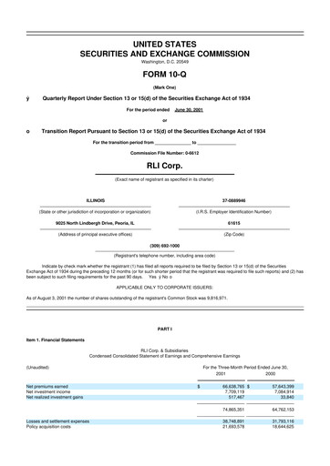 Vorschaubild RLI Corp.
 10-Q Quartalsbericht  