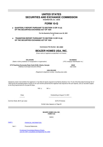Miniature Beazer Homes USA
 10-Q Rapport trimestriel  