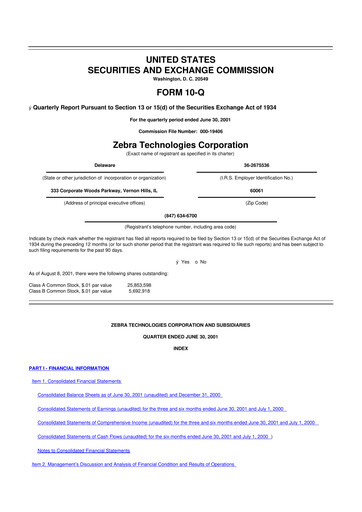 Thumbnail Zebra Technologies 10-Q Quarterly Report FY 