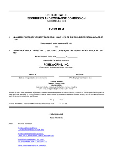 Thumbnail Pixelworks 10-Q Quarterly Report FY 