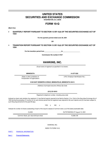 Thumbnail Hawkins 10-Q Quarterly Report FY 