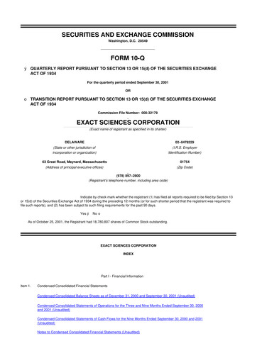 Vorschaubild Exact Sciences 10-Q Quartalsbericht  