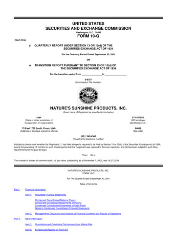 Thumbnail Nature's Sunshine Products 10-Q Quarterly Report FY 