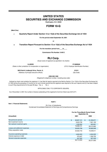 Vorschaubild RLI Corp.
 10-Q Quartalsbericht  