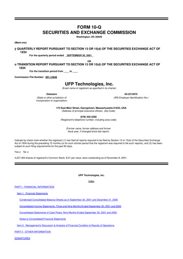 Vorschaubild UFP Technologies
 10-Q Quartalsbericht  