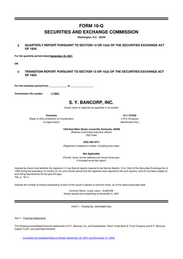 Thumbnail Stock Yards Bancorp 10-Q Quarterly Report FY 