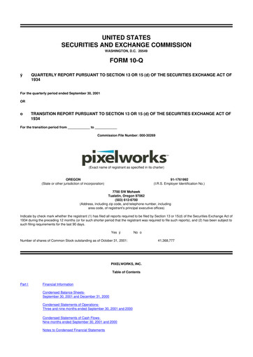 Thumbnail Pixelworks 10-Q Quarterly Report FY 