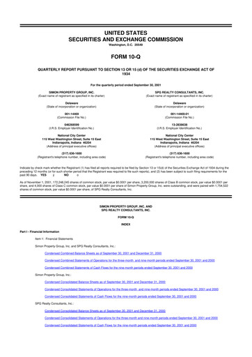 Thumbnail Simon Property Group 10-Q Quarterly Report FY 