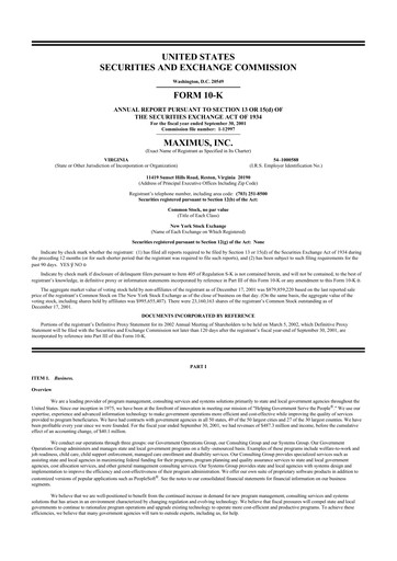 Thumbnail Maximus 10-K Annual Report 