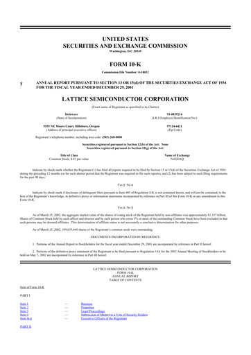 Thumbnail Lattice Semiconductor 10-K Annual Report 